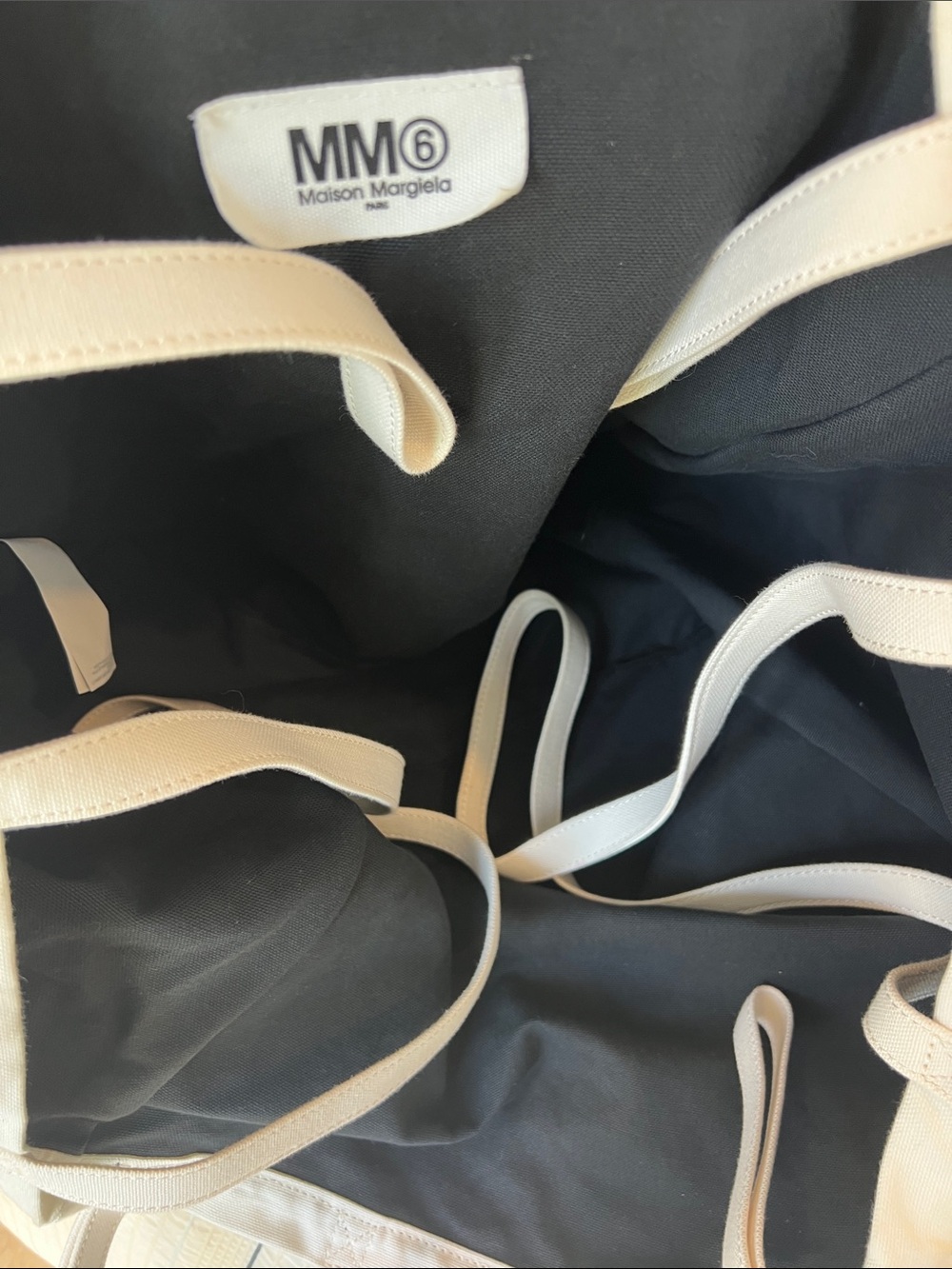 Maison Martin Margiela Black Canvas Tote with white/cream Handles - Picture 7 of 11
